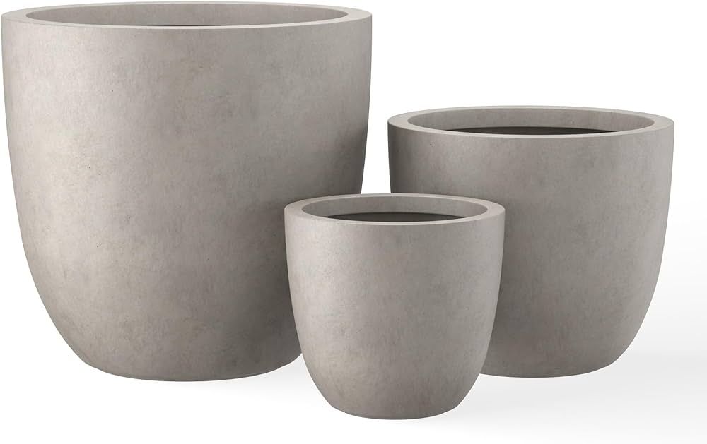 Kante 18",14",10" Dia Concrete Round Planters (Set of 3), Outdoor Indoor Large Planter Pots with ... | Amazon (US)