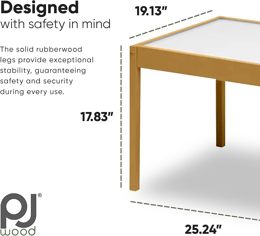PJ Wood 3 Piece Solid Rubberwood Table and Chairs Set with Natural Finish, Rounded Edges and Corn... | Amazon (US)