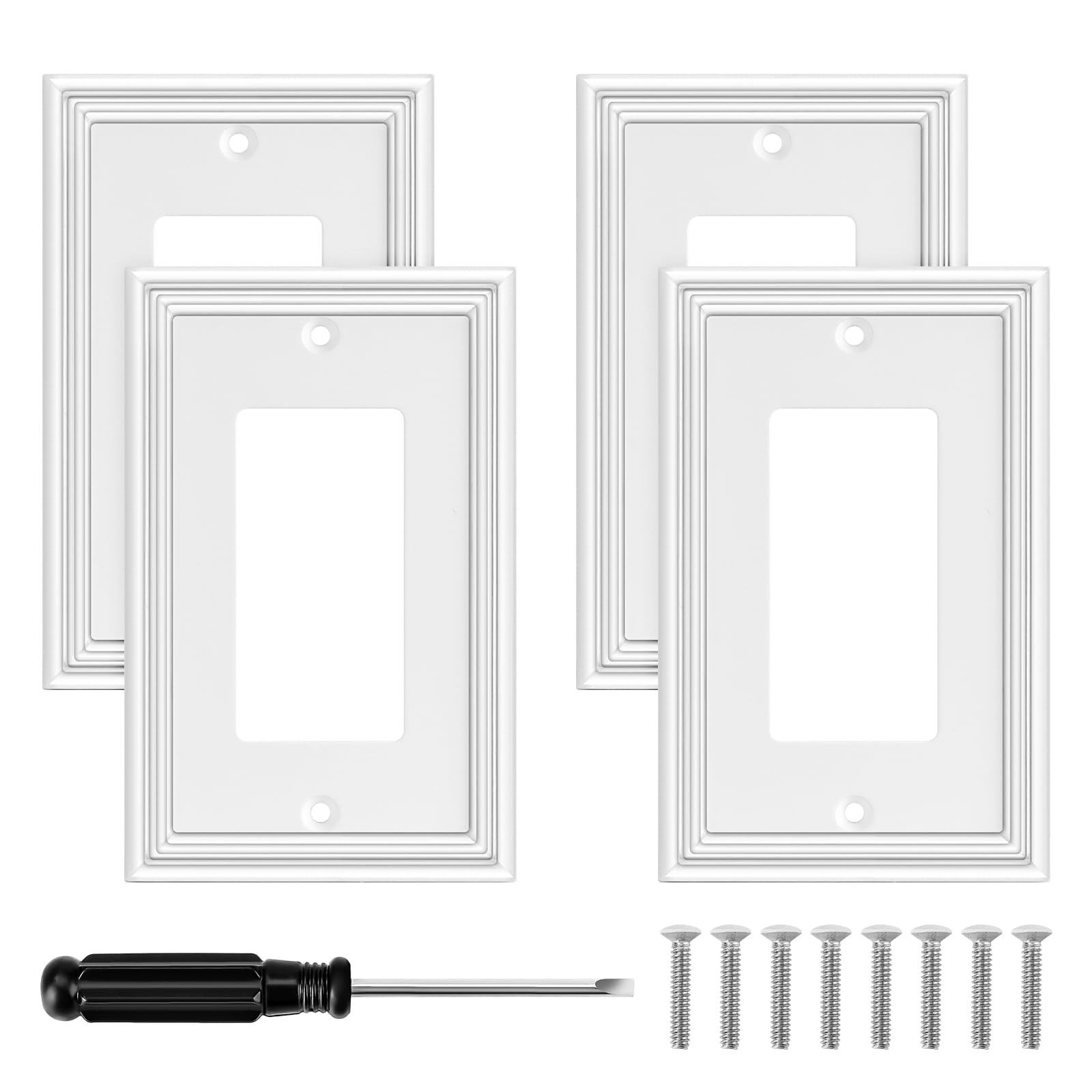 White Modern Decorative Wall Plate Light Switch Cover Decorator Outlet Covers Rocker Switch Plate... | Amazon (US)