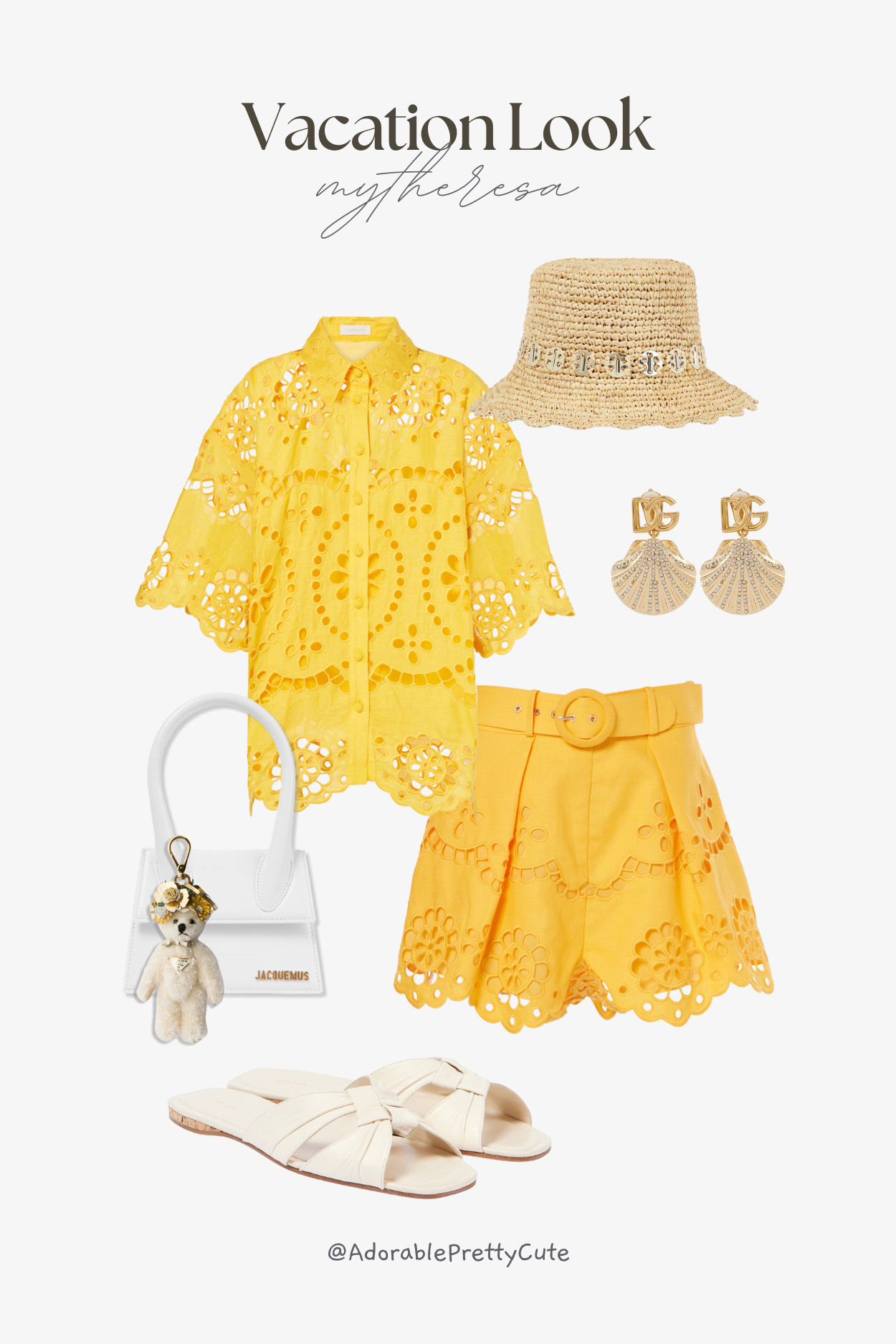 Vacation Outfit Inspo｜Cute Yellow 💛
Yellow Setup｜Broderie anglaise linen shirt｜linen shorts｜Embellished clip-on earrings｜The Row｜White tie knot sandals｜knot leather slide｜White Tote｜mini bag｜Cute Soft Stuffed Bear Key Charm｜🧸｜Teddy Bear Keychain｜Vanilla White Teddy｜Floral Bear｜Bag Charm｜Teddy Plush Key Ring｜Designer Brand｜on Sale 

 #LTKsummer #LTKtravel #LTKstyletip