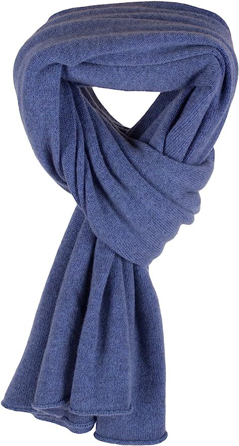 Love Cashmere Ladies 100% Cashmere Wrap Scarf - Denim Blue - hand made in Scotland | Amazon (US)