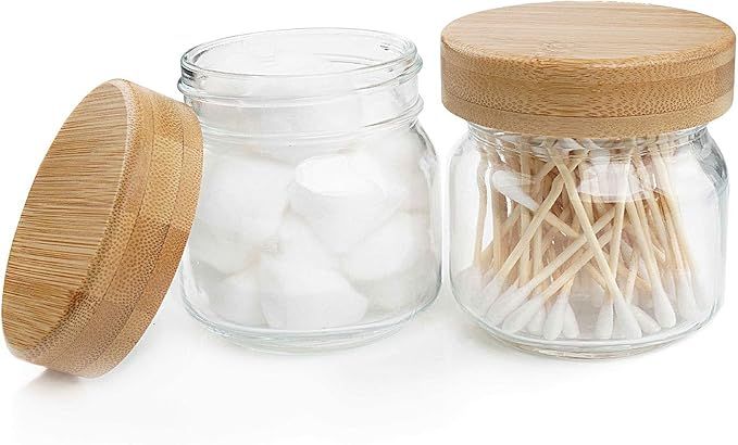 ANOTION Apothecary Jars with Lids, Mason Jar Bathroom Accessory Set, Farmhouse Decor Glass Rustic... | Amazon (US)