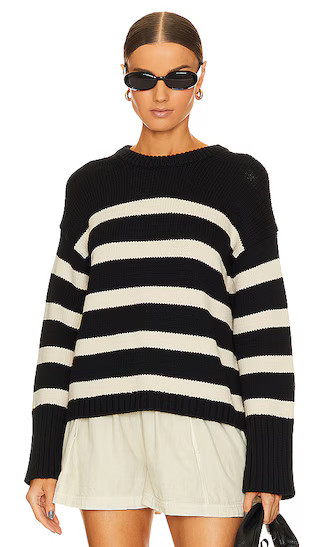 Striped Crewneck in Black & Natural | Revolve Clothing (Global)