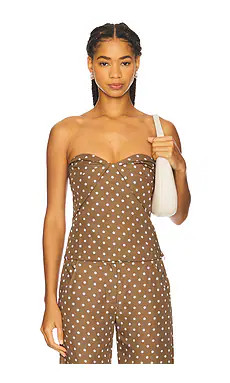 Amanda Uprichard x REVOLVE Soho Top in Chocolate Brown Polka Dot from Revolve.com | Revolve Clothing (Global)