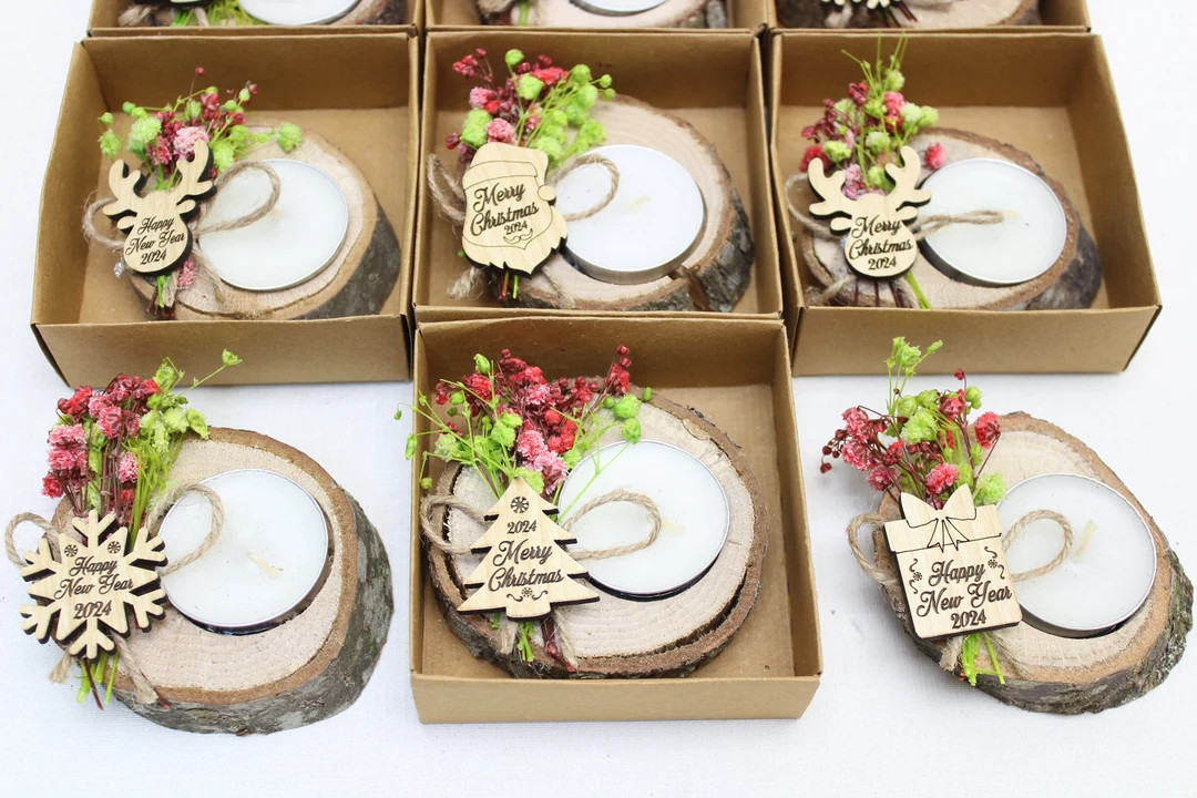 Christmas Personalized Candle Favors, Christmas Gifts, Christmas Rustic Favors, Happy New Year, H... | Etsy (US)