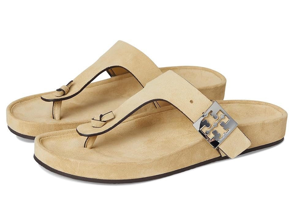 Tory Burch Mellow Thong Sandals Women's Wedge Shoes Praline/Praline : 5.5 M, Suede | Zappos