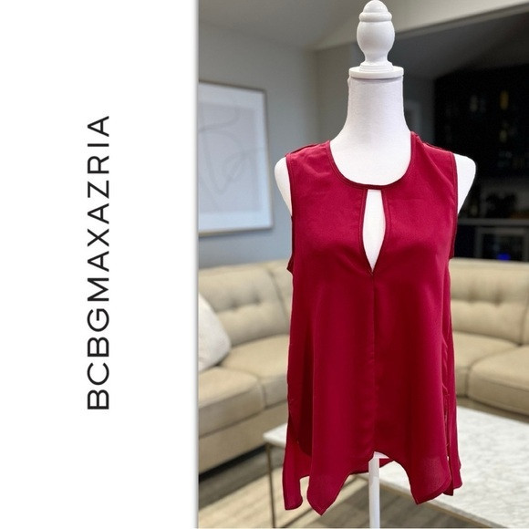 BCBG MAXAZRIA Blouse Sangria Satin Keyhole Asymmetrical Tank NWT Valentine’s Day | Poshmark