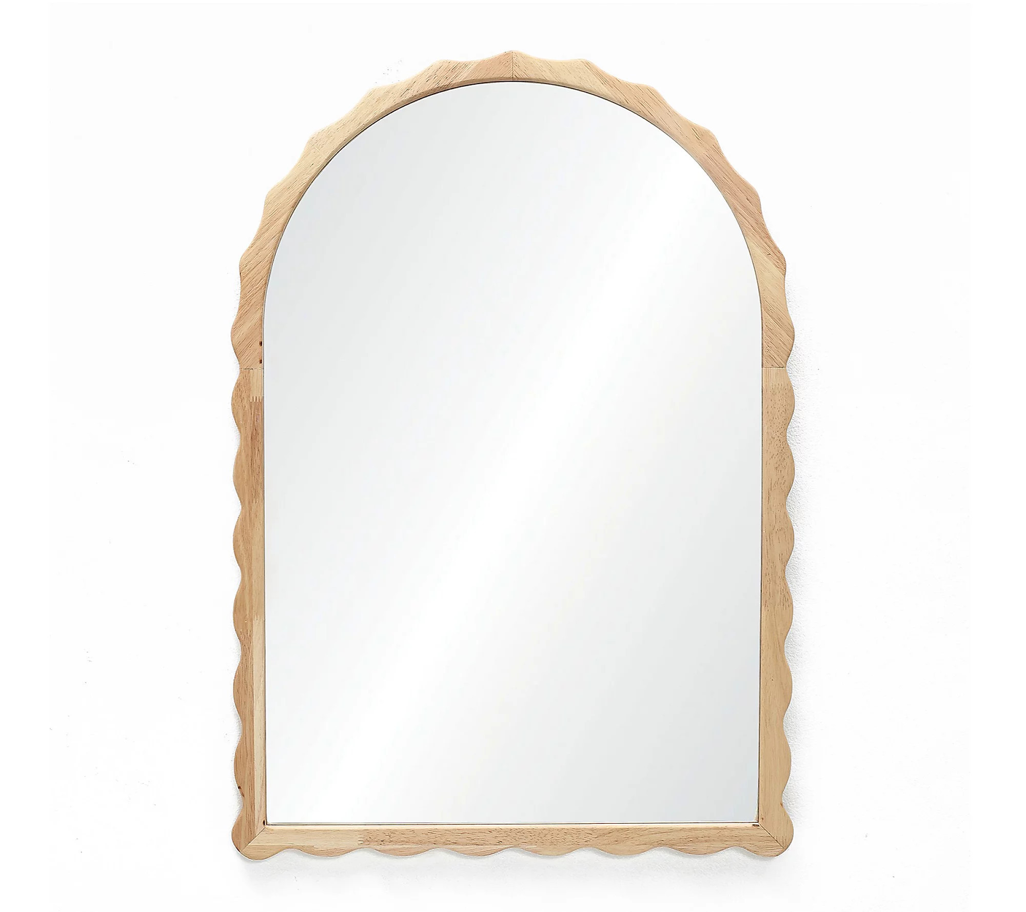LuxenHome Arch Rubberwood Scalloped 34""H x 23.6 ""W Wall Mirror | QVC