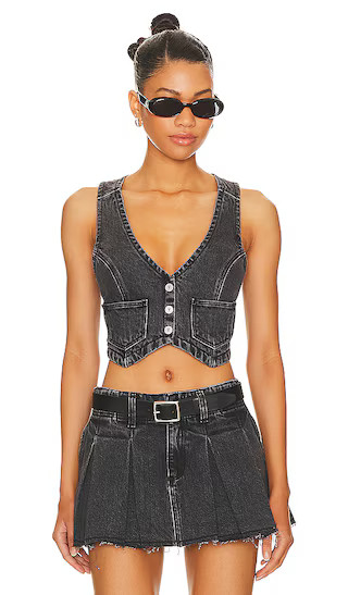 Chloe Vest in Washed Black | Revolve Clothing (Global)