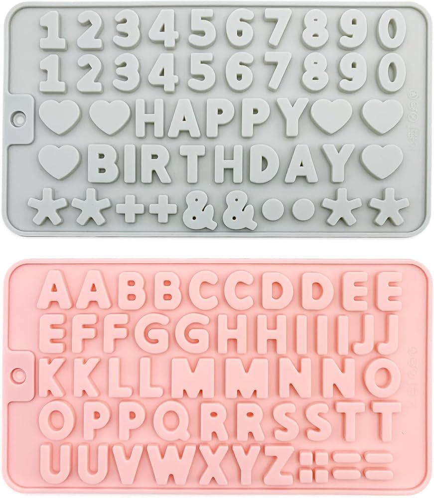 2PCS Reusable Silicone Letter & Number Molds | Non-Stick Baking Tools for Chocolate, Cake, Soap |... | Amazon (US)