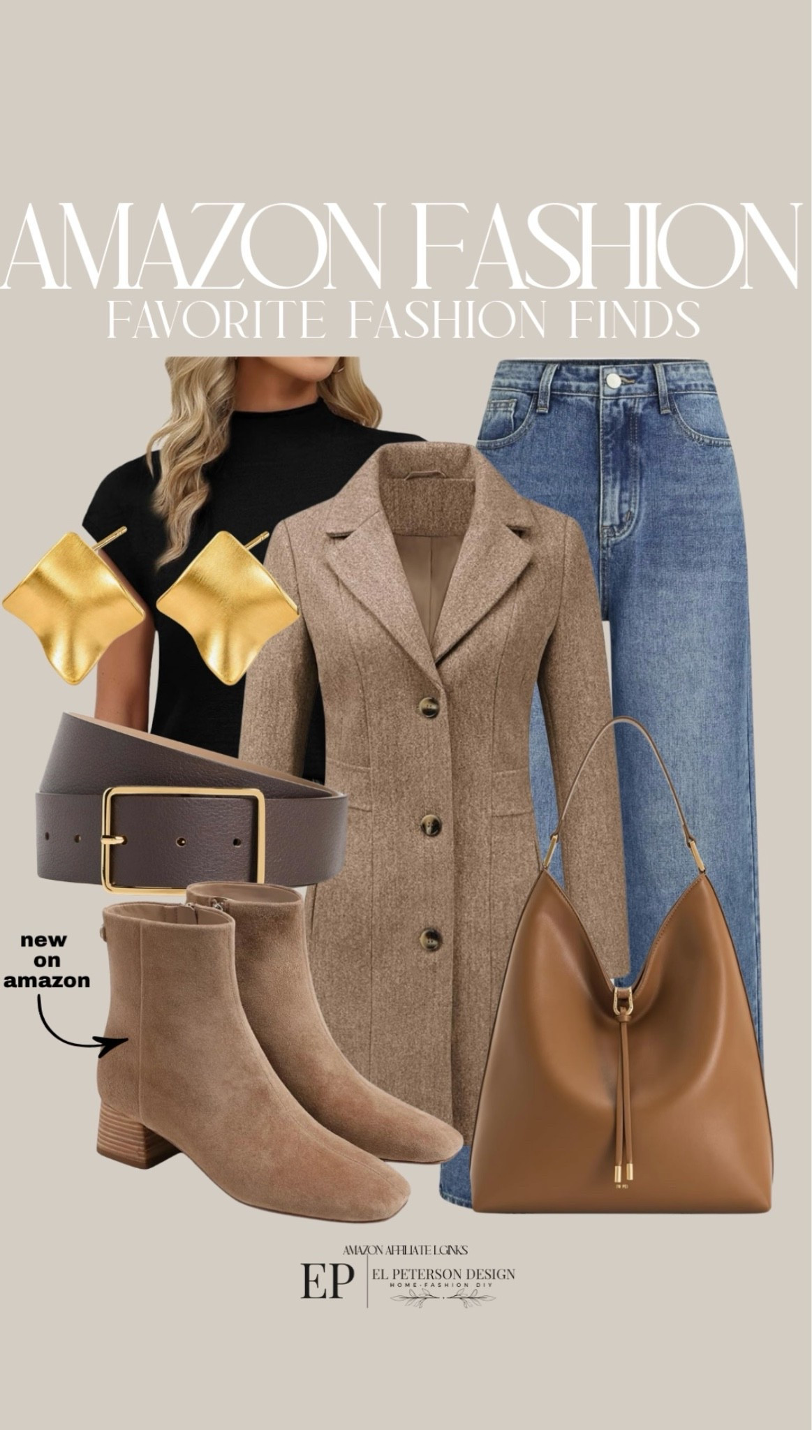 Amazon
Jeans
Jacket
Top
Purse
Bent
Earrings
Ankle boots