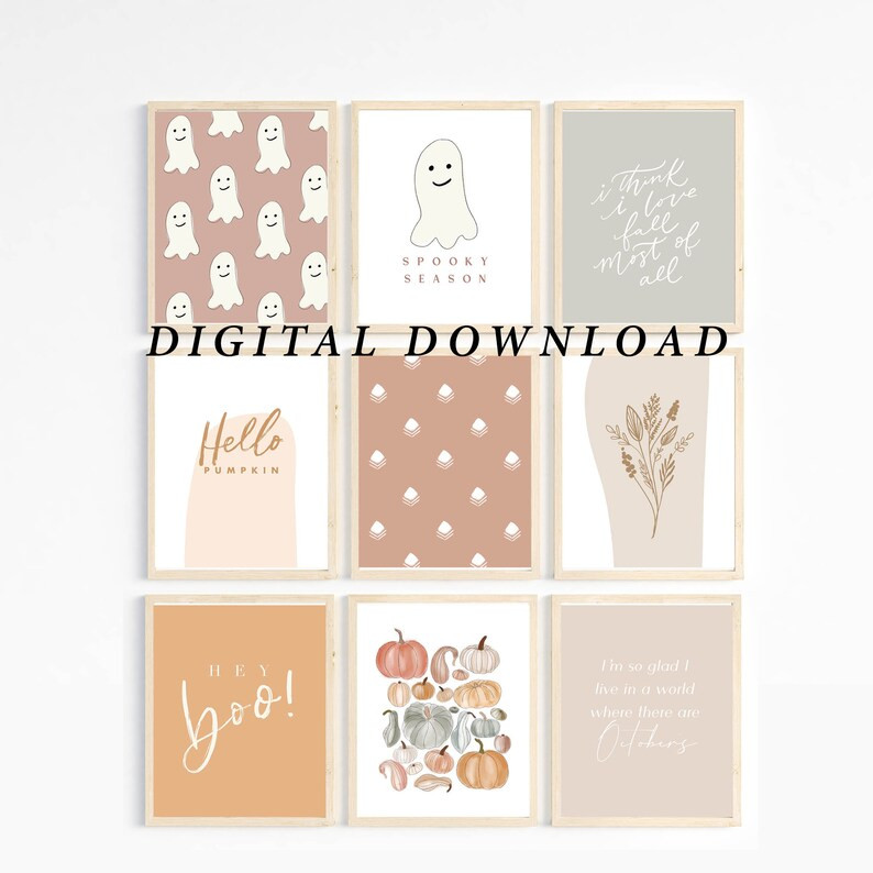 Fall Prints, Holiday Prints, Set of 9, Printable Fall Decor, Modern Halloween Decor, Digital Down... | Etsy (US)