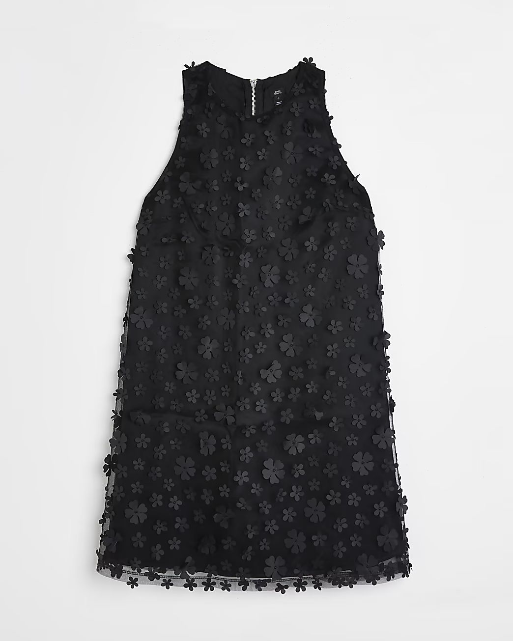 Black jacquard floral mini shift dress | River Island (US)