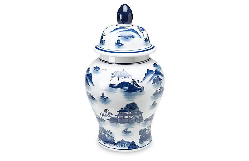 17" Lavieille Ginger Jar - Blue/White | One Kings Lane