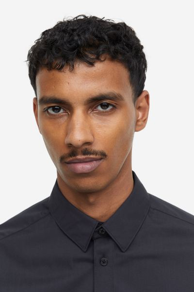 Slim Fit Easy-iron Shirt - Black - Men | H&M US | H&M (US + CA)
