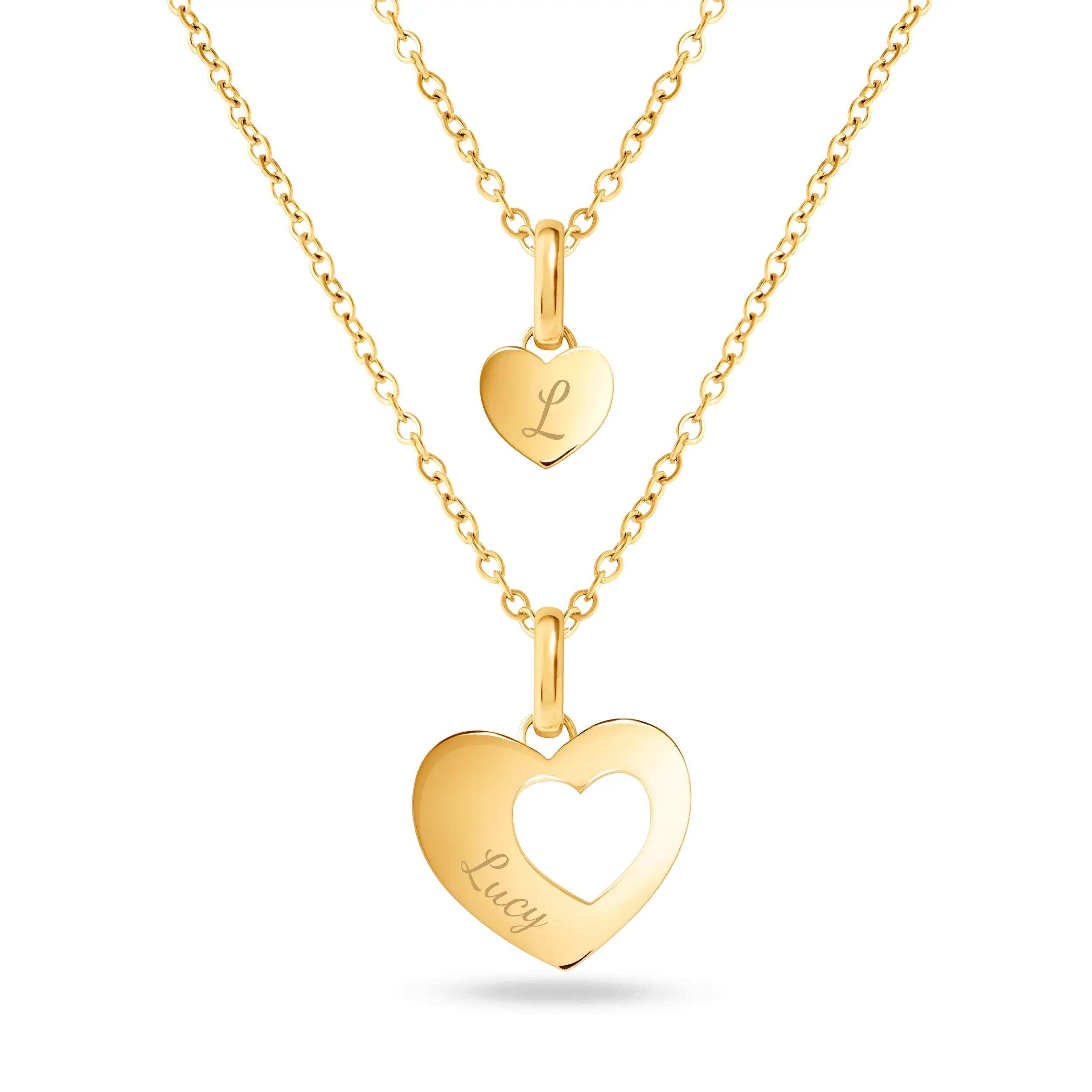 Heart 'Mini & Me' Necklace Set (Gold) | Abbott Lyon