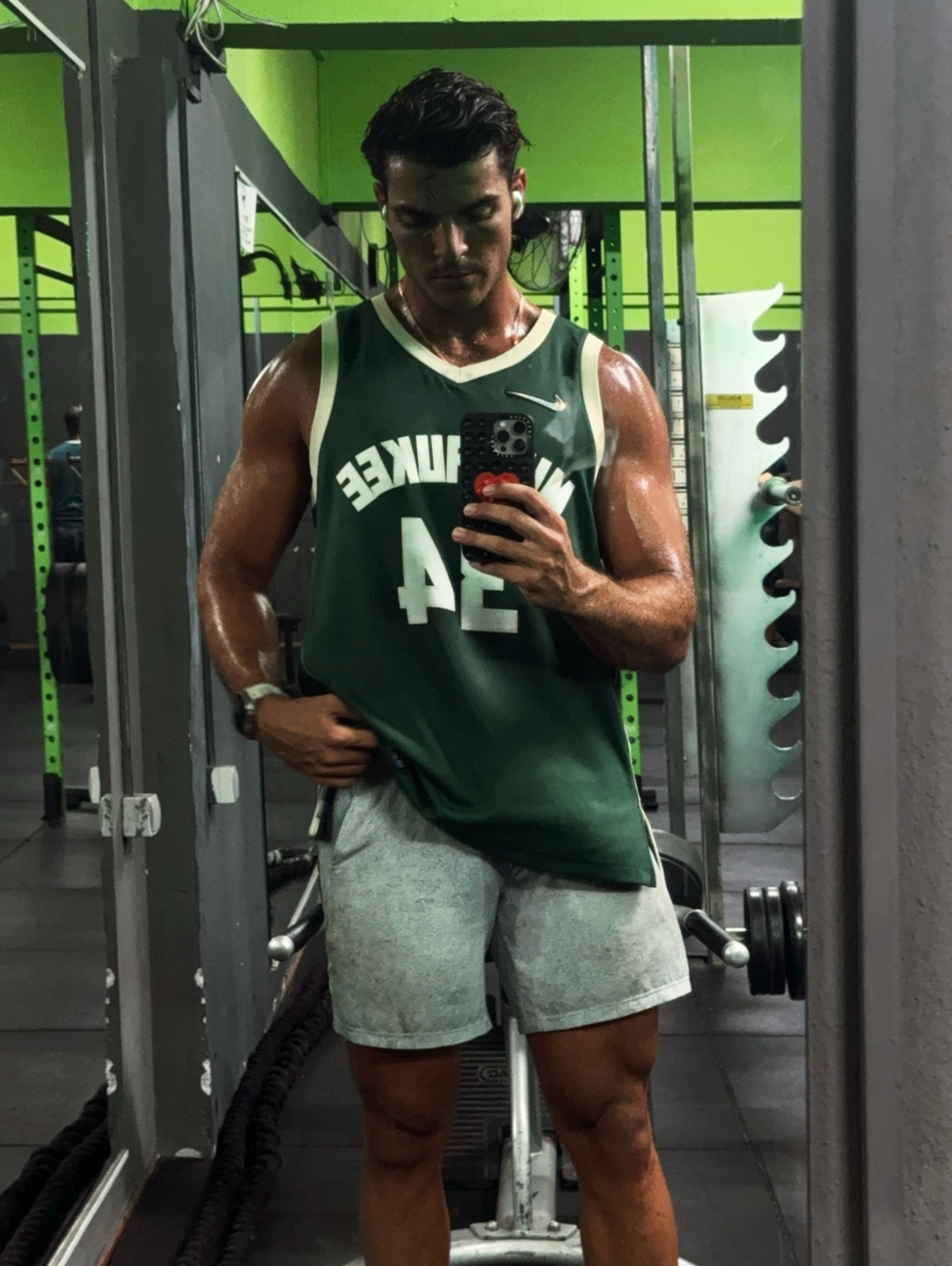 Sweaty workout Ft. the Greek Freak 💚 Nike have the best jerseys these days 

#LTKfitness