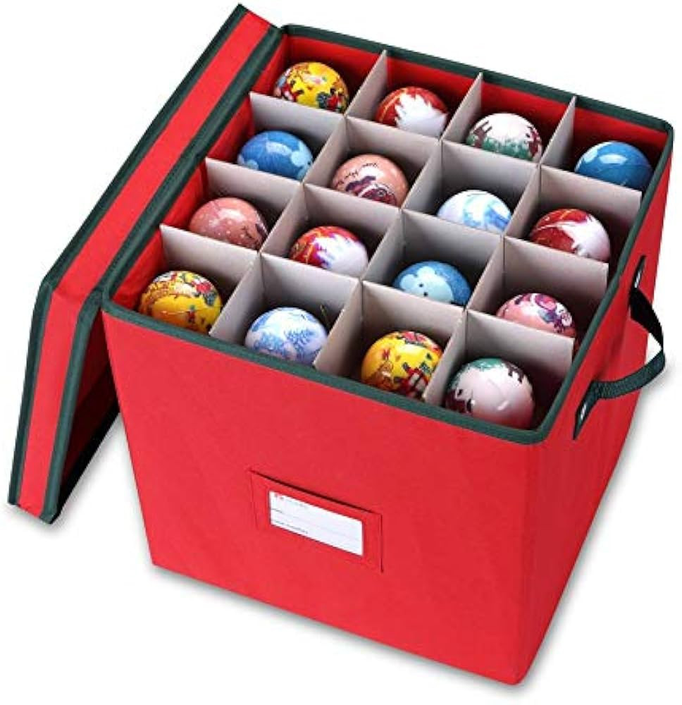 Primode Christmas Ornament Storage Box Organizer, 4 Layers with Dividers, Fits up to 64 Ornaments... | Amazon (US)