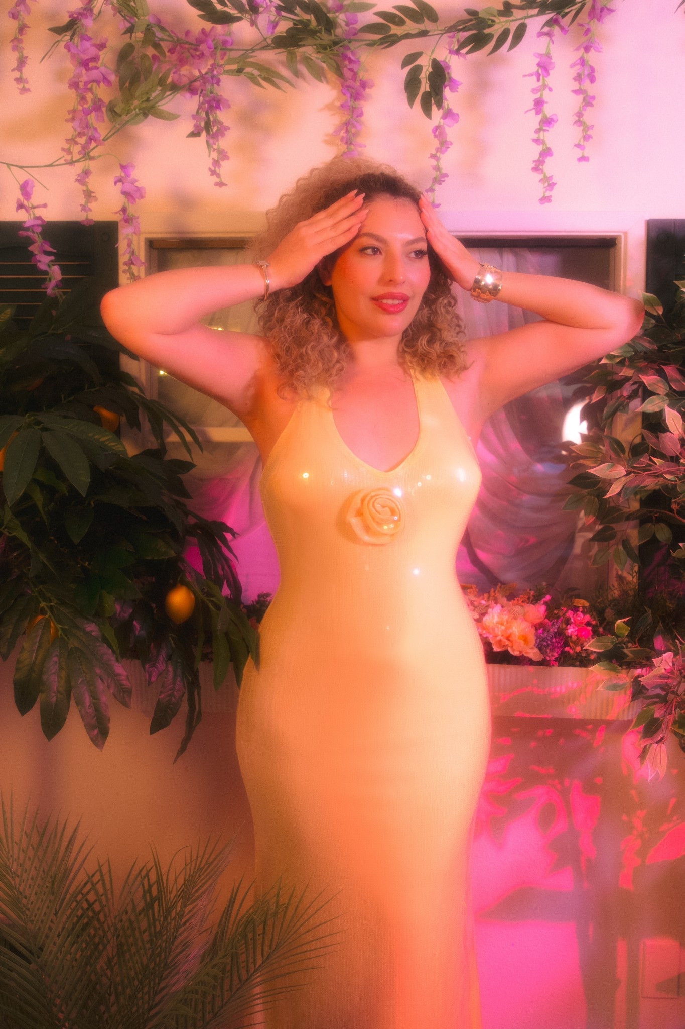 Life of a showgirl 🌸🧚🍋 yellow sequin ethereal floral rose meshki dress look #goingout #meshki #sequindress #partydress 

#LTKBeauty #LTKStyleTip #LTKMidsize