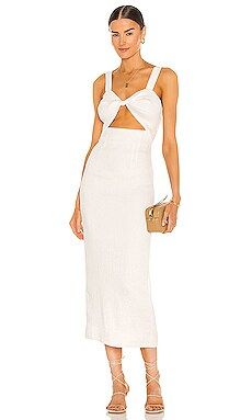 Shona Joy Fitted Cut Out Midi Dress in Ivory from Revolve.com | Revolve Clothing (Global)