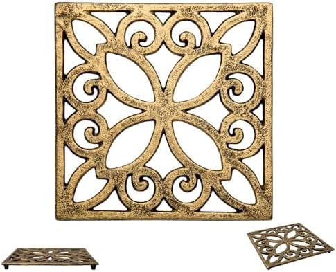 Comfify Gold with Black Cast Iron Trivet – Square 6.5"×6.5" – Rubber Feet | Amazon (US)