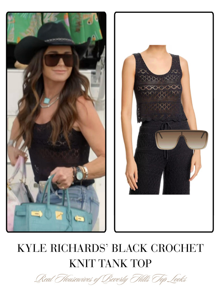 Kyle Richards' Black Crochet Knit Tank Top 

 