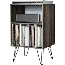Tangkula Record Player Stand, Turntable Stand with Metal Legs, Vinyl Record Storage Cabinet w/ 5 Ope | Amazon (US)