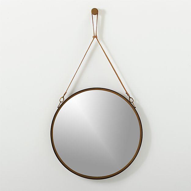 victor leather 24" mirror | CB2