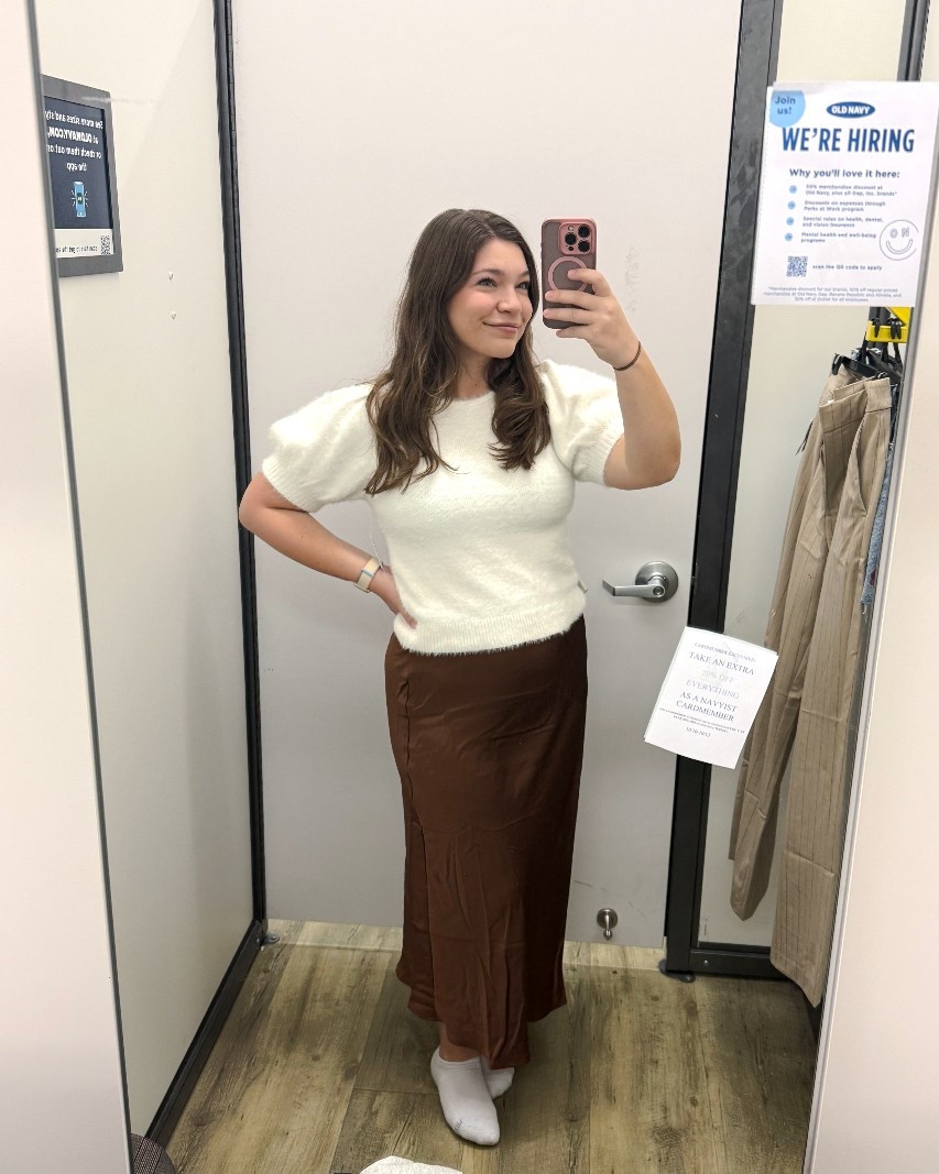 my favorite maxi skirt + sweater combo! I’ve worn my brown skirt into the ground! And I love how soft this sweater is! Super flattering in the sleeves, too! Love that extra puff-sleeve detail

#LTKBump #LTKMidsize #LTKWorkwear