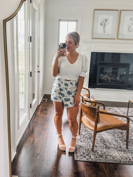Graduation party fit! Fun and simple elevated casual outfit! Love a skort and simple tee moment 

Skort: M top: M
Lip: soft rose 

Follow more for size 8, casual mom fits! 