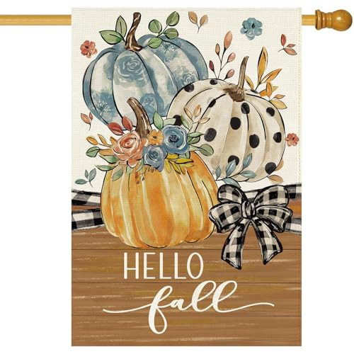 Baccessor Fall House Flag Pumpkin Floral 28 x 40 Inch | Amazon (US)
