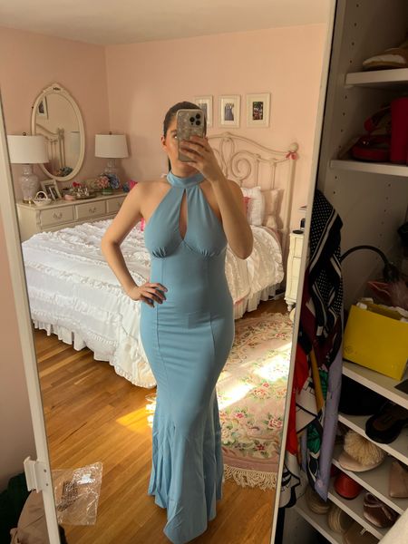 Wedding guest dress, blue dress, asos dress, halter dress, long dress, maxi dress, formal dress, winter wedding guest dress, under $100 dress, prom dress

#LTKSeasonal #LTKunder100 #LTKfit