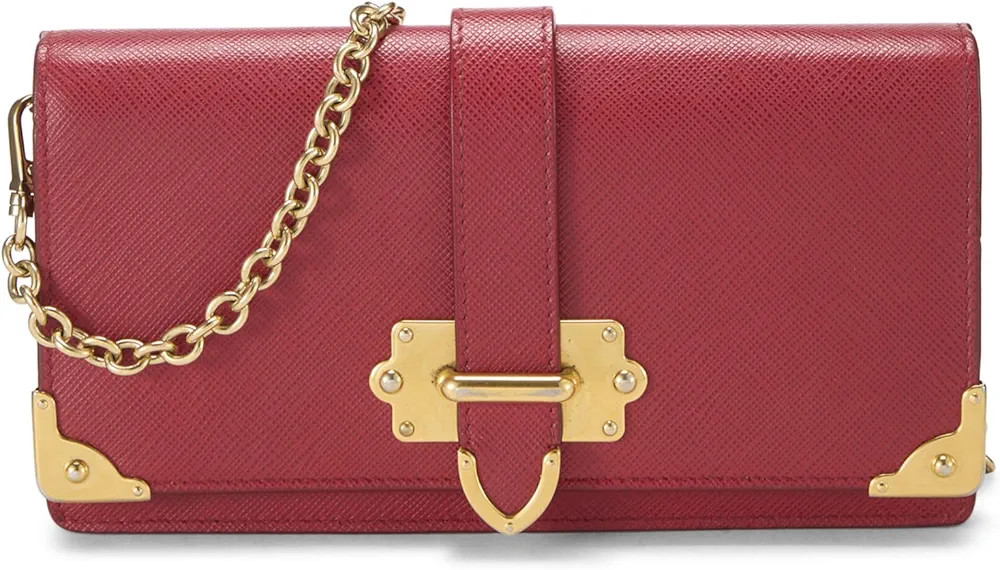 Amazon.com: Prada, Pre-Loved Red Saffiano Leather Cahier Wallet On Chain (WOC), Red : Luxury Stor... | Amazon (US)