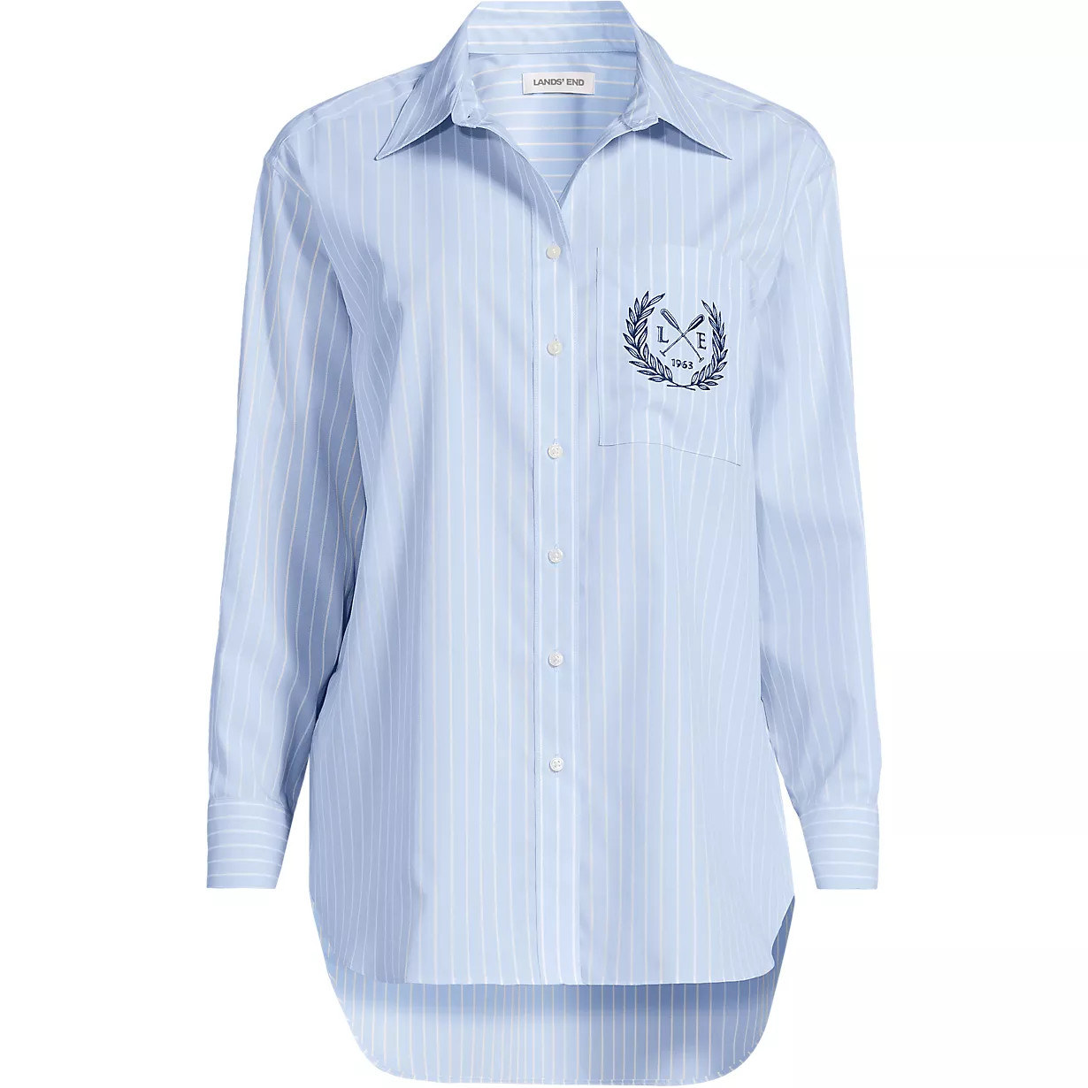 Women's Oversized No Iron Tunic with Statement Collar Shirt | Lands' End (US)