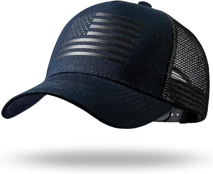 American Flag Trucker Hat - Snapback Hat, Baseball Cap for Men Women - Breathable Mesh Side, Adju... | Amazon (US)