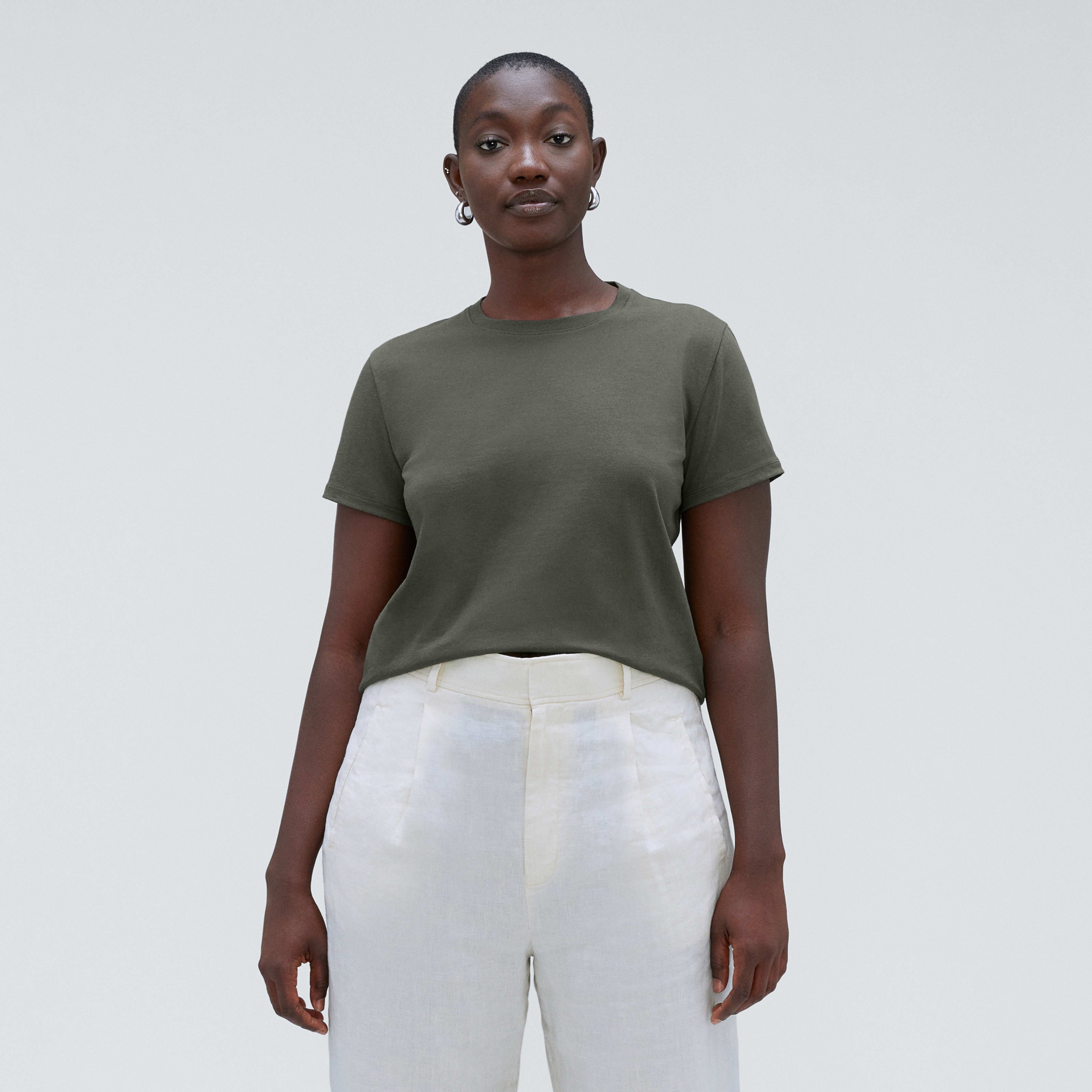Women's Organic Cotton Box-Cut T-Shirt by Everlane in Olive, Size L | Everlane