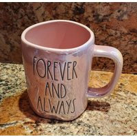 Rae Dunn ""Forever & Always"" Pink Iridescent Ceramic Coffee Mug | Etsy (US)