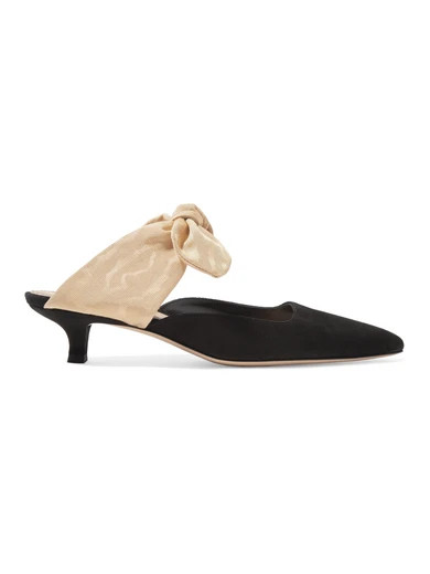 The Row - Coco Suede And Moire Pumps - Black | NET-A-PORTER (US)