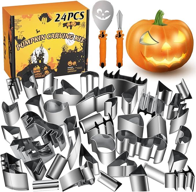WANNTS Pumpkin Carving Kit Halloween, Safe and Easy Pumpkin Carving Set for Kids, DIY Stainless S... | Amazon (US)