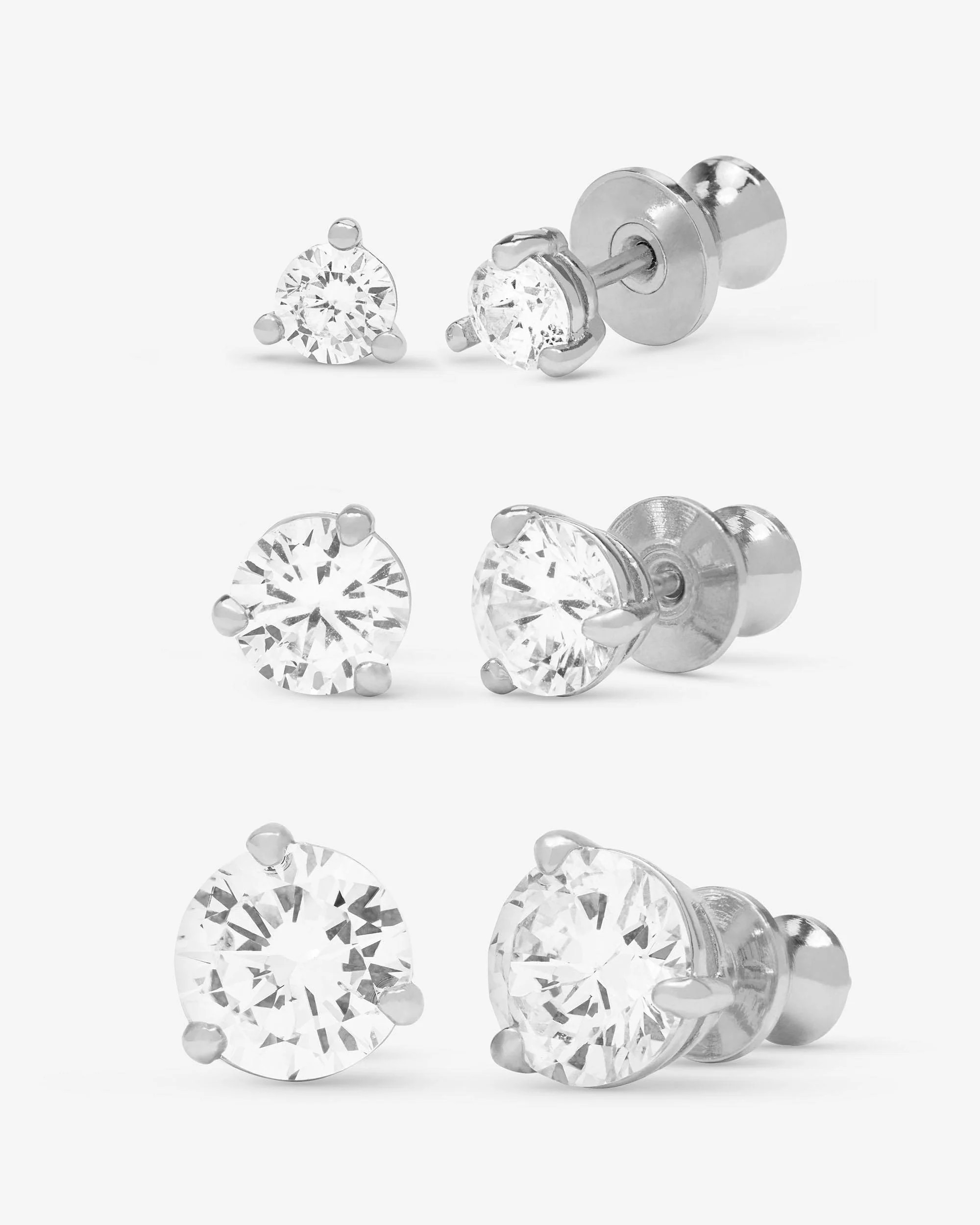 Not Your Basic Stud Set - Silver|White Diamondettes | Melinda Maria Jewelry