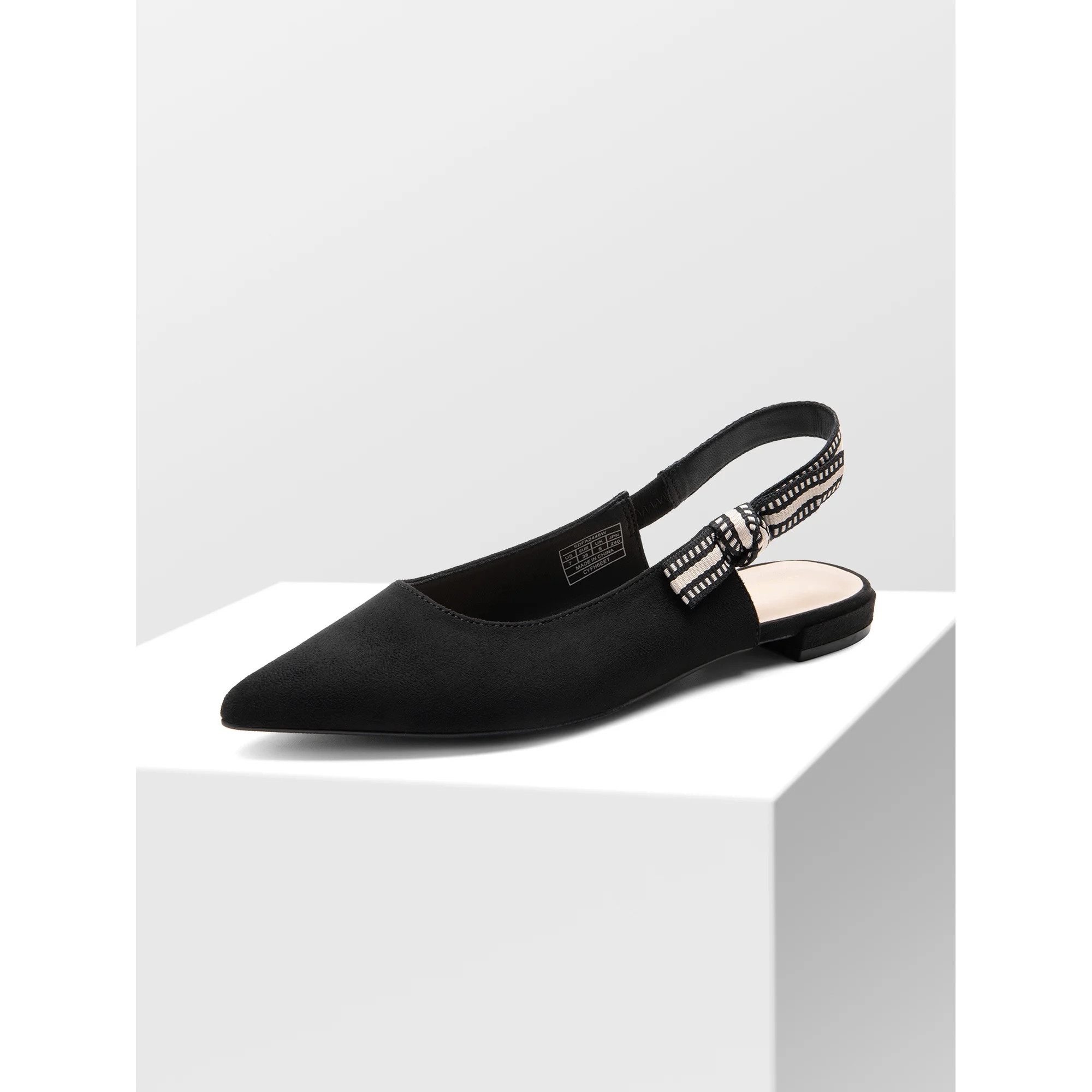 Women’s Pointed Toe Slingback Flats, Dress Up Low Heel Shoes With Bow Knot | Walmart (US)