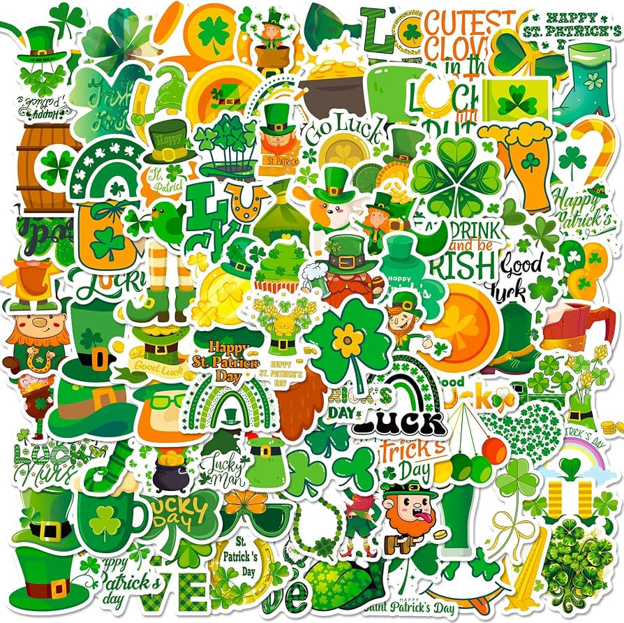 100 PCS St Patrick's Day Stickers of Non Repeating Clover, Irish Holiday Stickers, Scrapbooks,St ... | Amazon (US)