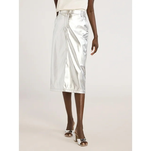 Scoop Women's Metallic Midi Skirt, Sizes 0-20 | Walmart (US)