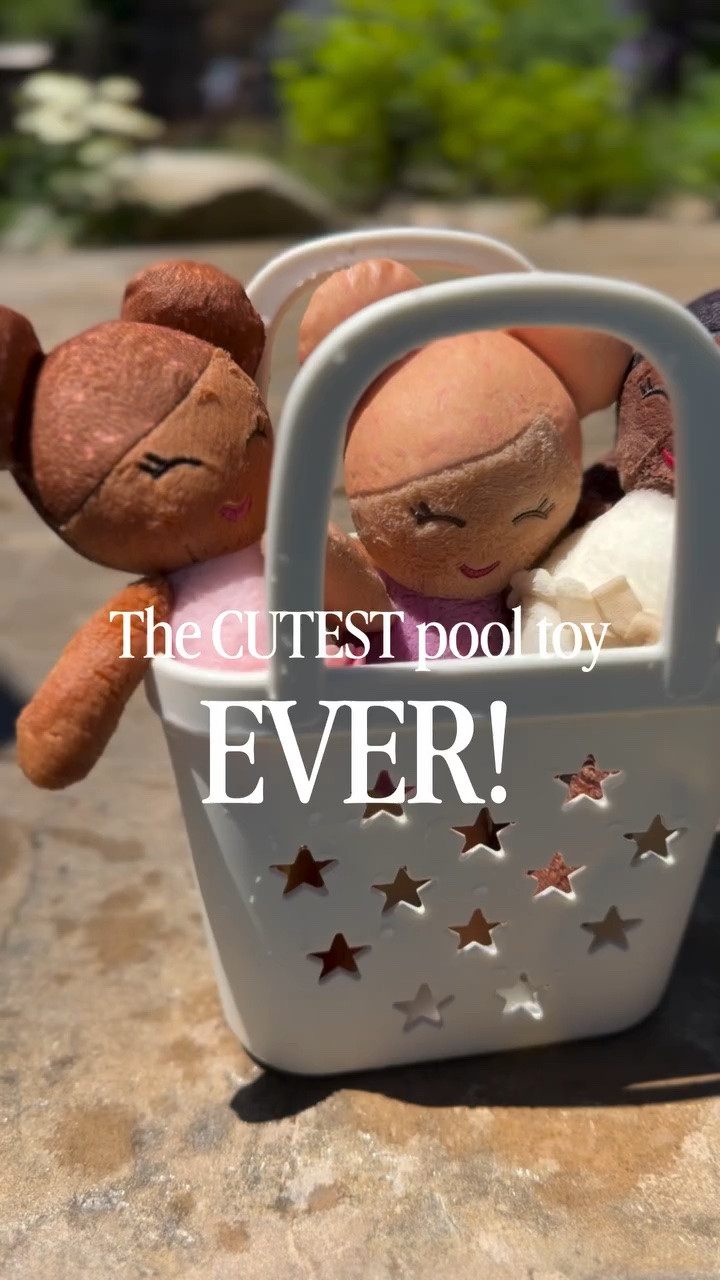 Comment DOLLS and I’ll send you over my grand girls FAVORITE pool toy! These little babies come in a three pack in a cute little basket…perfect for the pool or bath time! They are absolutely adorable! 

You can find the link on my LTK: https://liketk.it/6fOBo