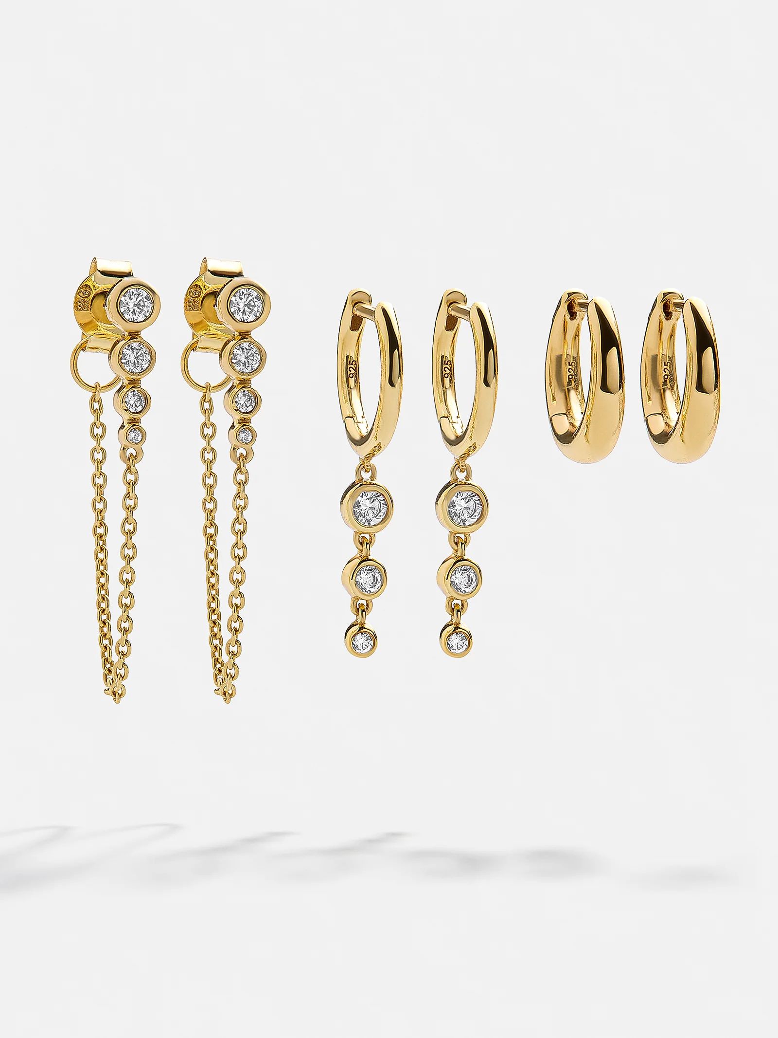 Jenelle 18K Gold Earring Set - Clear/Gold | BaubleBar (US)