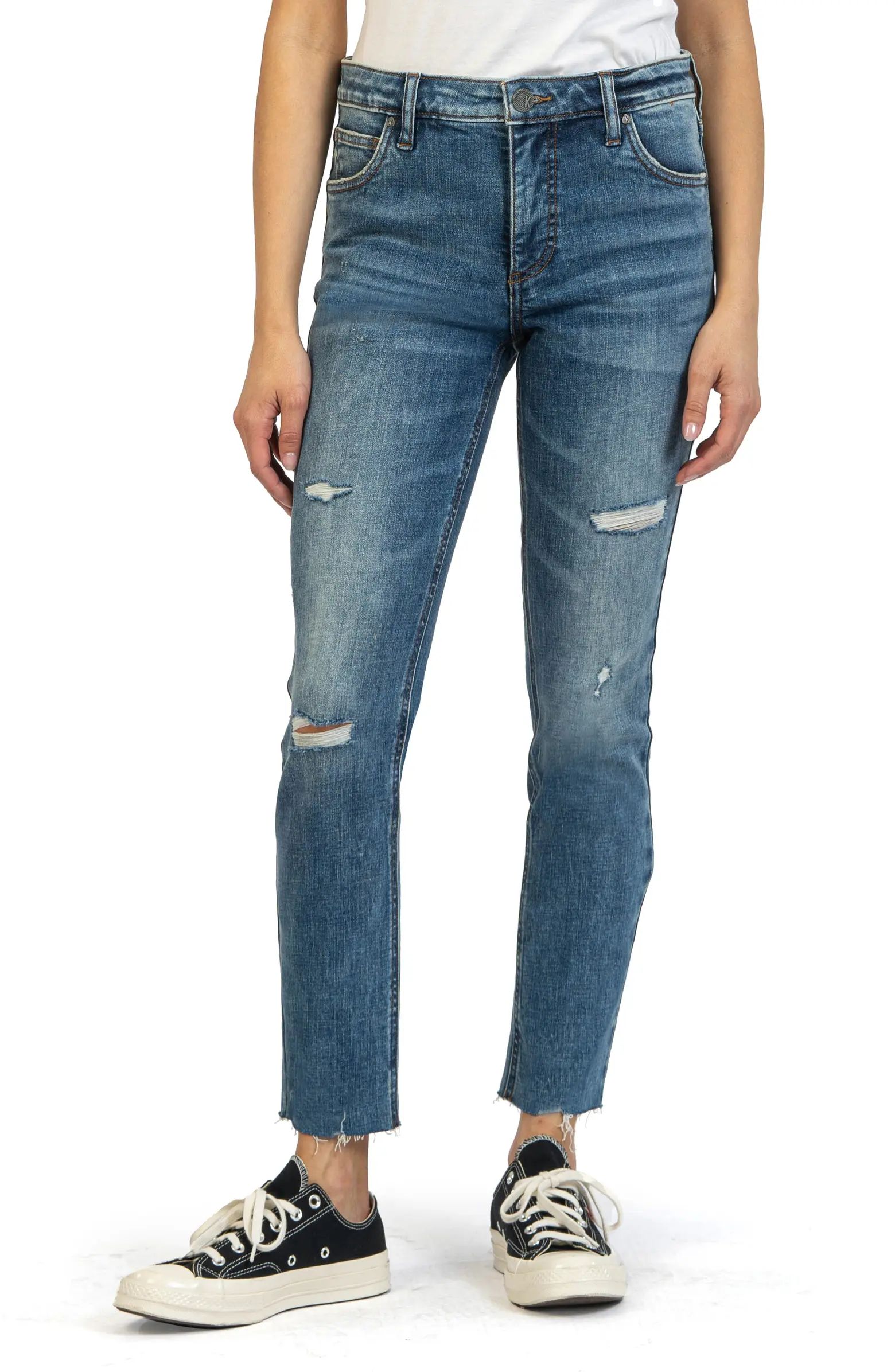 Reese Fab Ab Distressed High Waist Ankle Jeans | Nordstrom
