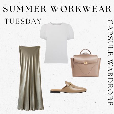 Summer capsule wardrobe workwear outfit - simple and chic slip skirt outfit 

#LTKworkwear #LTKFind #LTKunder100