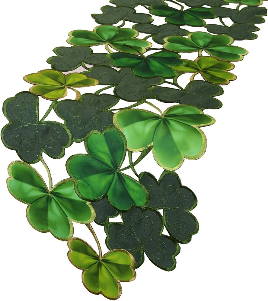 Simhomsen Embroidered Irish Clover Table Runner for St. Patrick’s Day, Spring Decorations (14 x... | Amazon (US)
