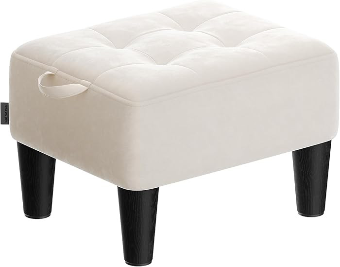SONGMICS Foot Stool with Legs, Small Footstool Ottoman, Velvet Seat with Thick Cushion, for Livin... | Amazon (US)