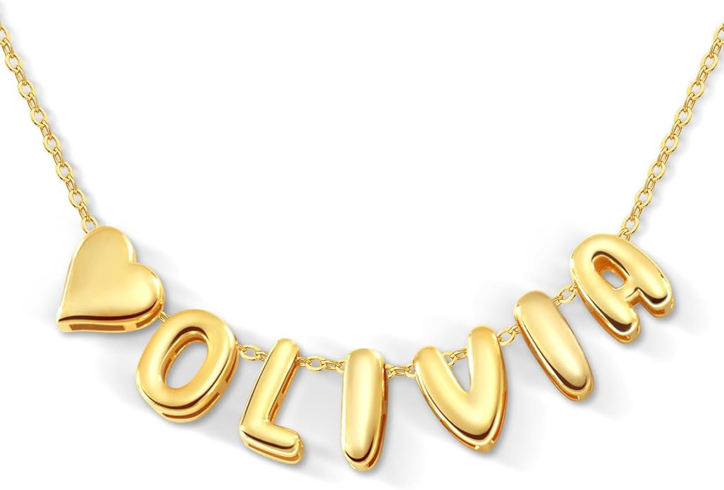 Custom Initial Necklace, Personalized Name Necklaces for Women 14K Gold Plated Letter Necklace Na... | Amazon (US)